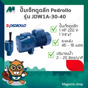 ปั๊มเจ็ทดูดลึก Pedrollo ( รุ่น JDW1A-30-40 ) 1HP 220V ( 11/4"x1" )